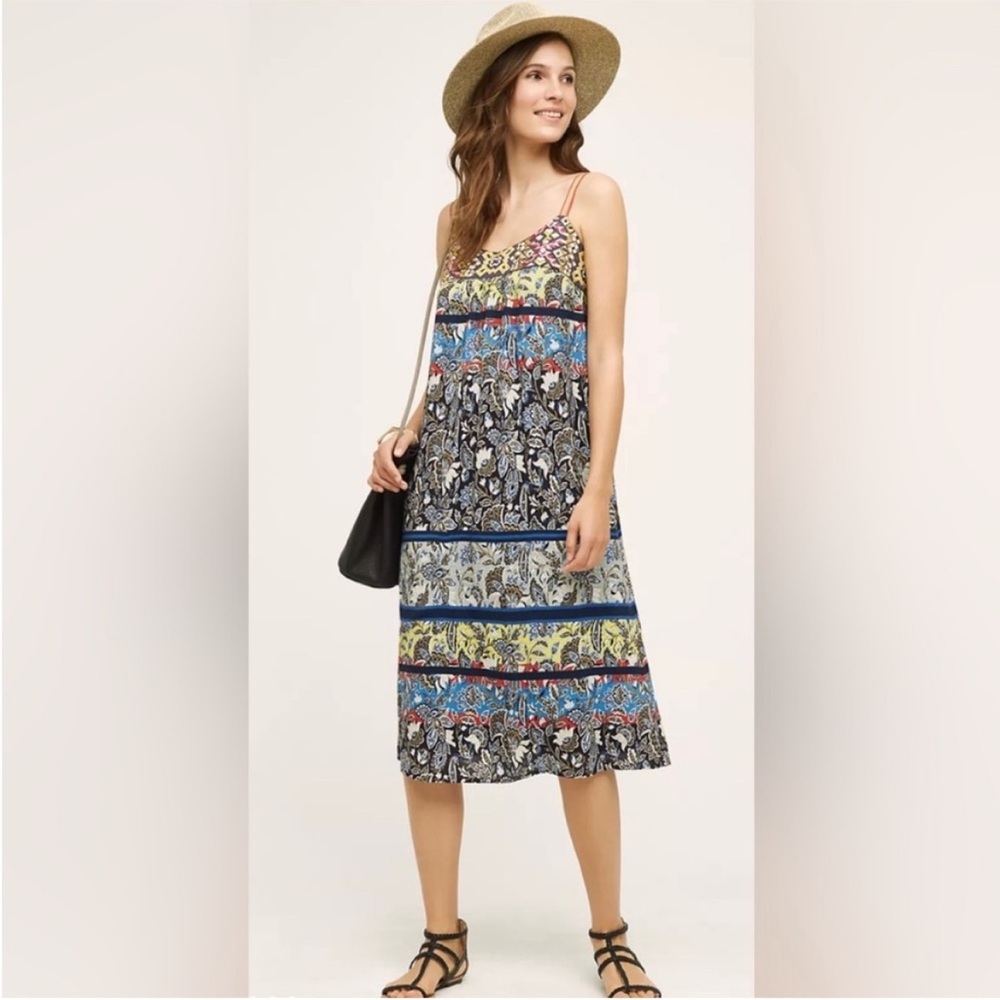 Anthropologie Paisley Embroidered Midi Dress